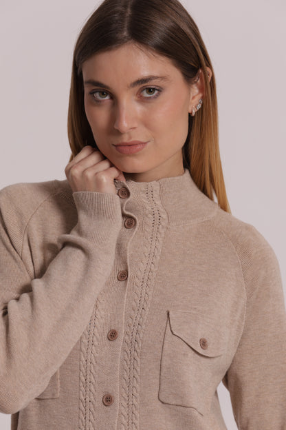 MAGLIA CARDIGAN LUPETTO CON TASCHE