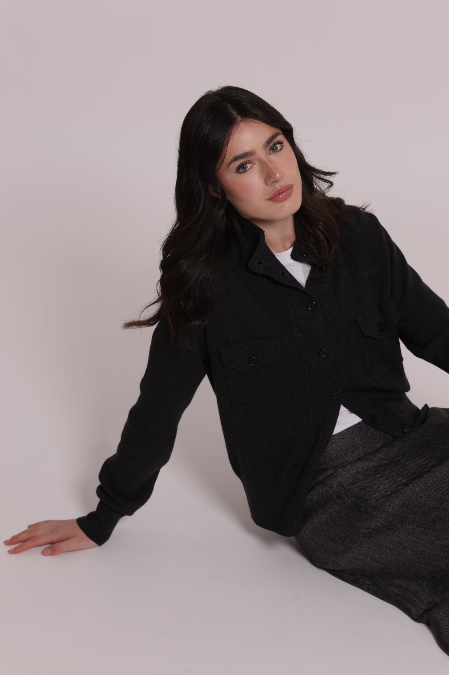 MAGLIA CARDIGAN LUPETTO CON TASCHE
