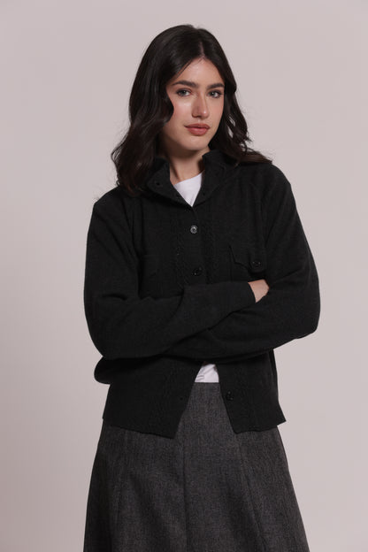 MAGLIA CARDIGAN LUPETTO CON TASCHE