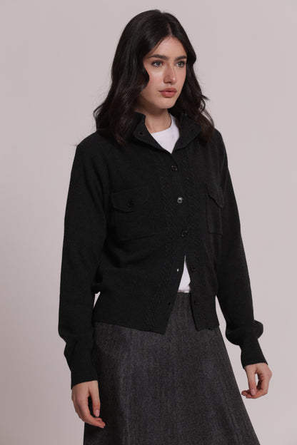 MAGLIA CARDIGAN LUPETTO CON TASCHE