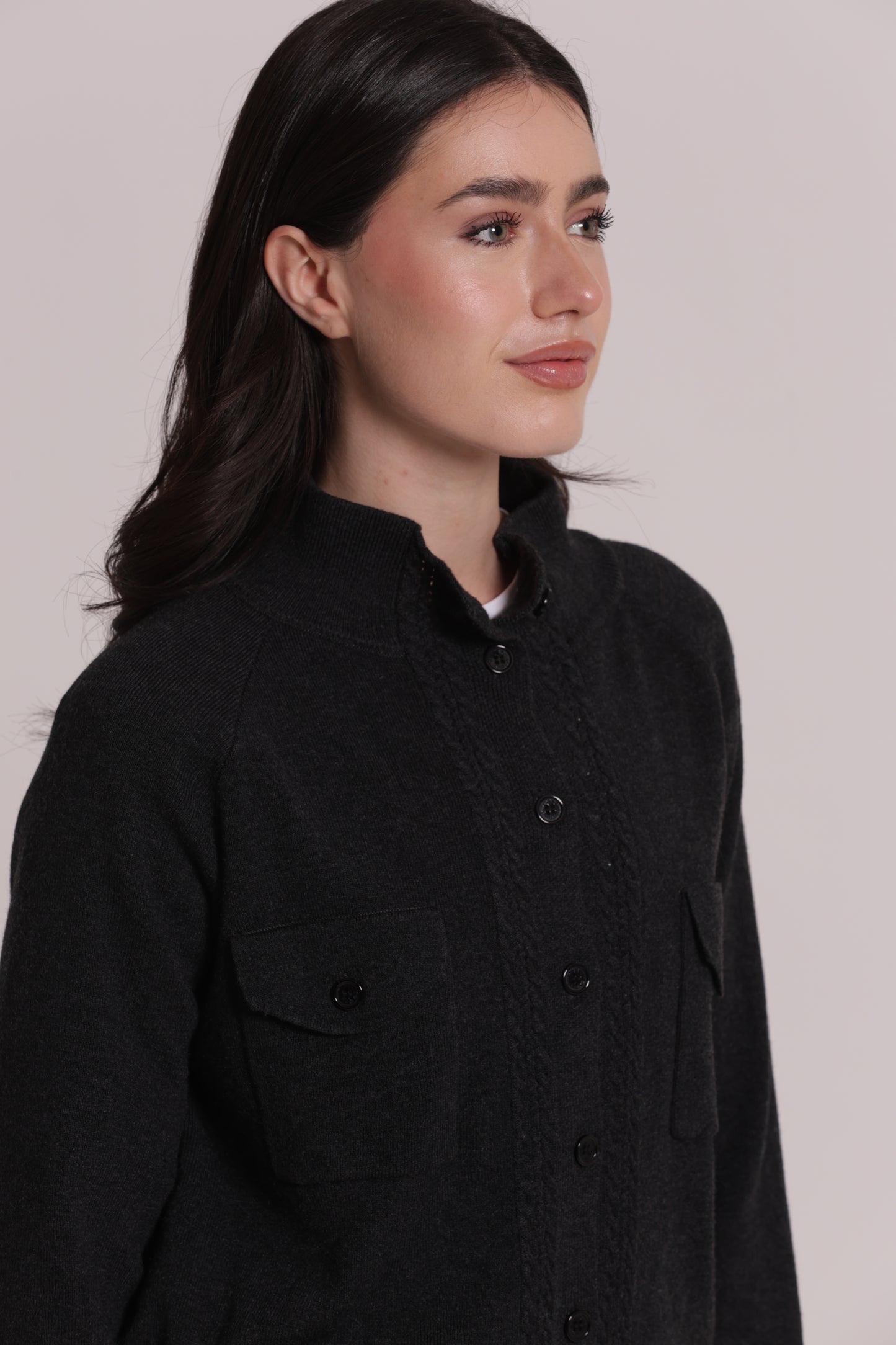 MAGLIA CARDIGAN LUPETTO CON TASCHE