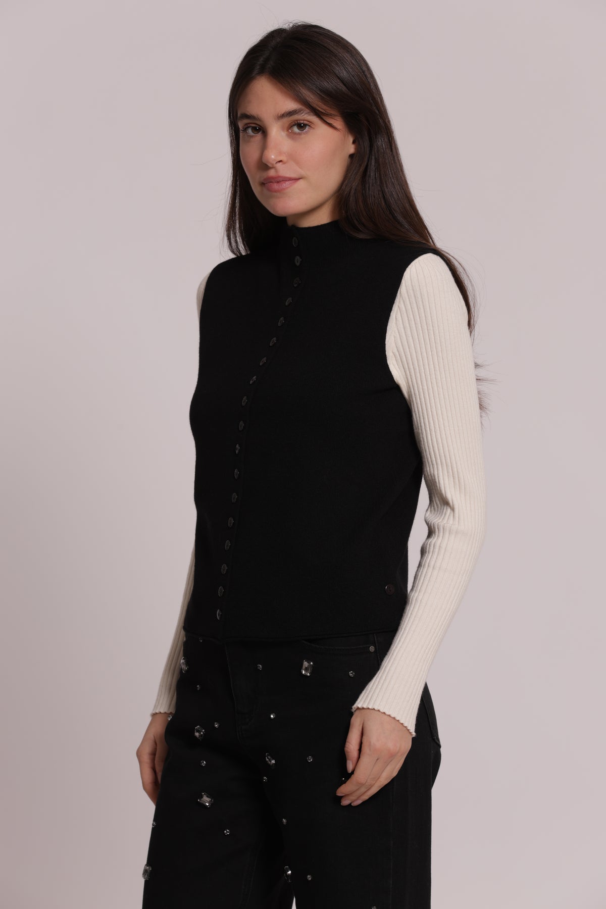 MAGLIA CARDIGAN SMANICATO