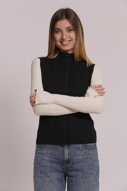 MAGLIA CARDIGAN SMANICATO