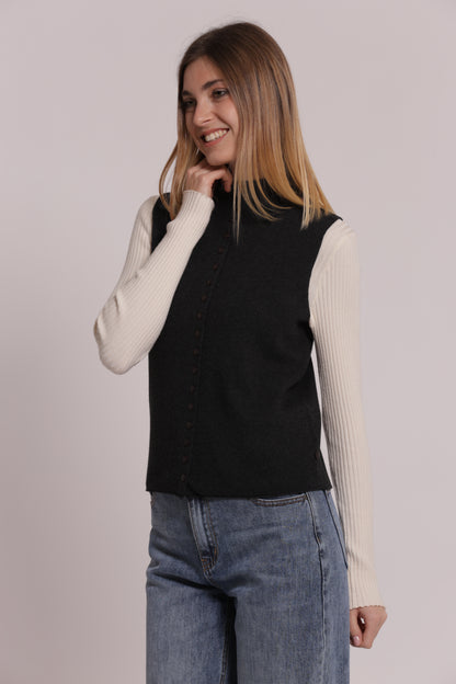 MAGLIA CARDIGAN SMANICATO
