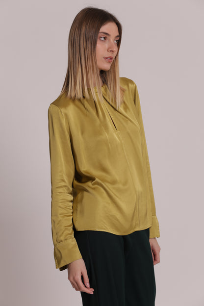 BLUSA SCOLLO TONDO IN RASO DI VISCOSA