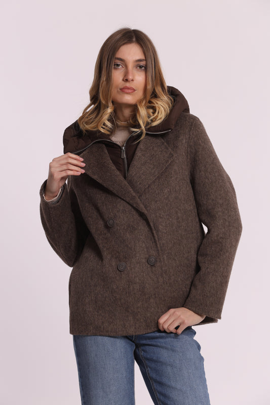 CAPPOTTO CORTO CON DETTAGLIO PIUMINO REMOVIBILE