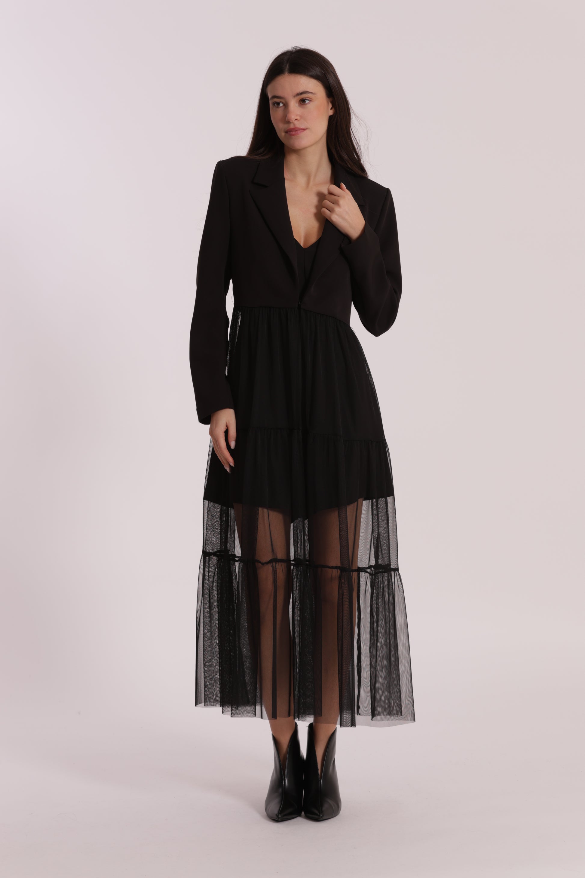 GIACCA LUNGA CON TULLE