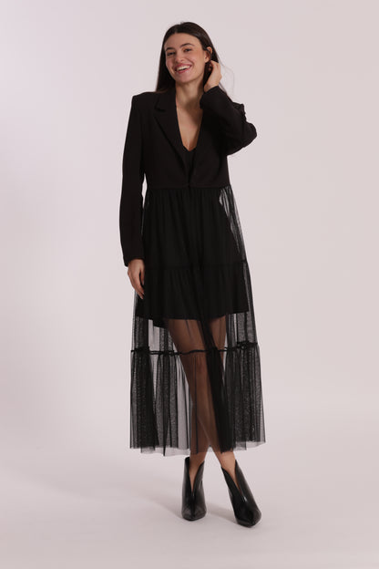 GIACCA LUNGA CON TULLE