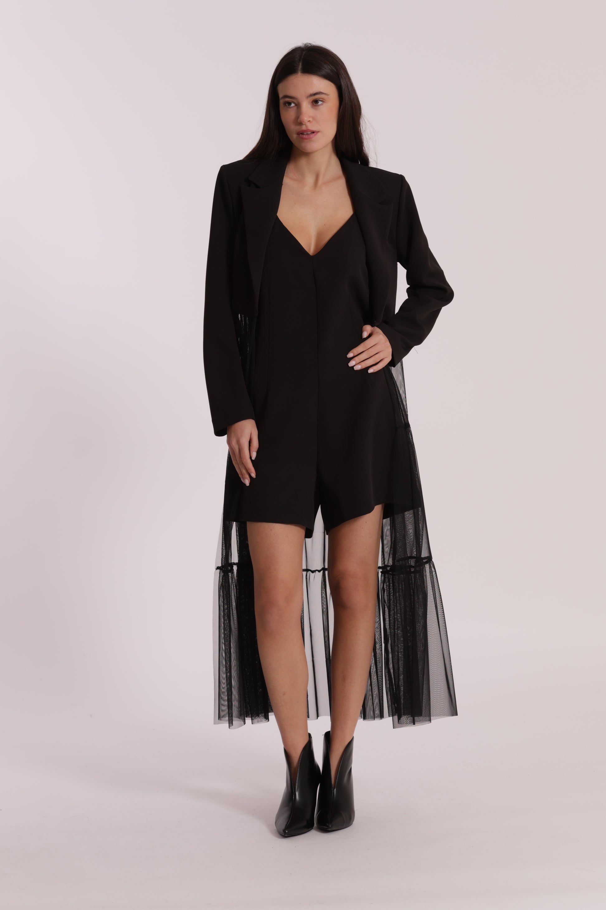 GIACCA LUNGA CON TULLE