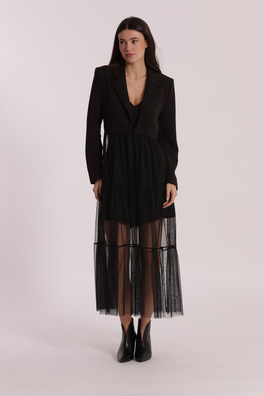 GIACCA LUNGA CON TULLE