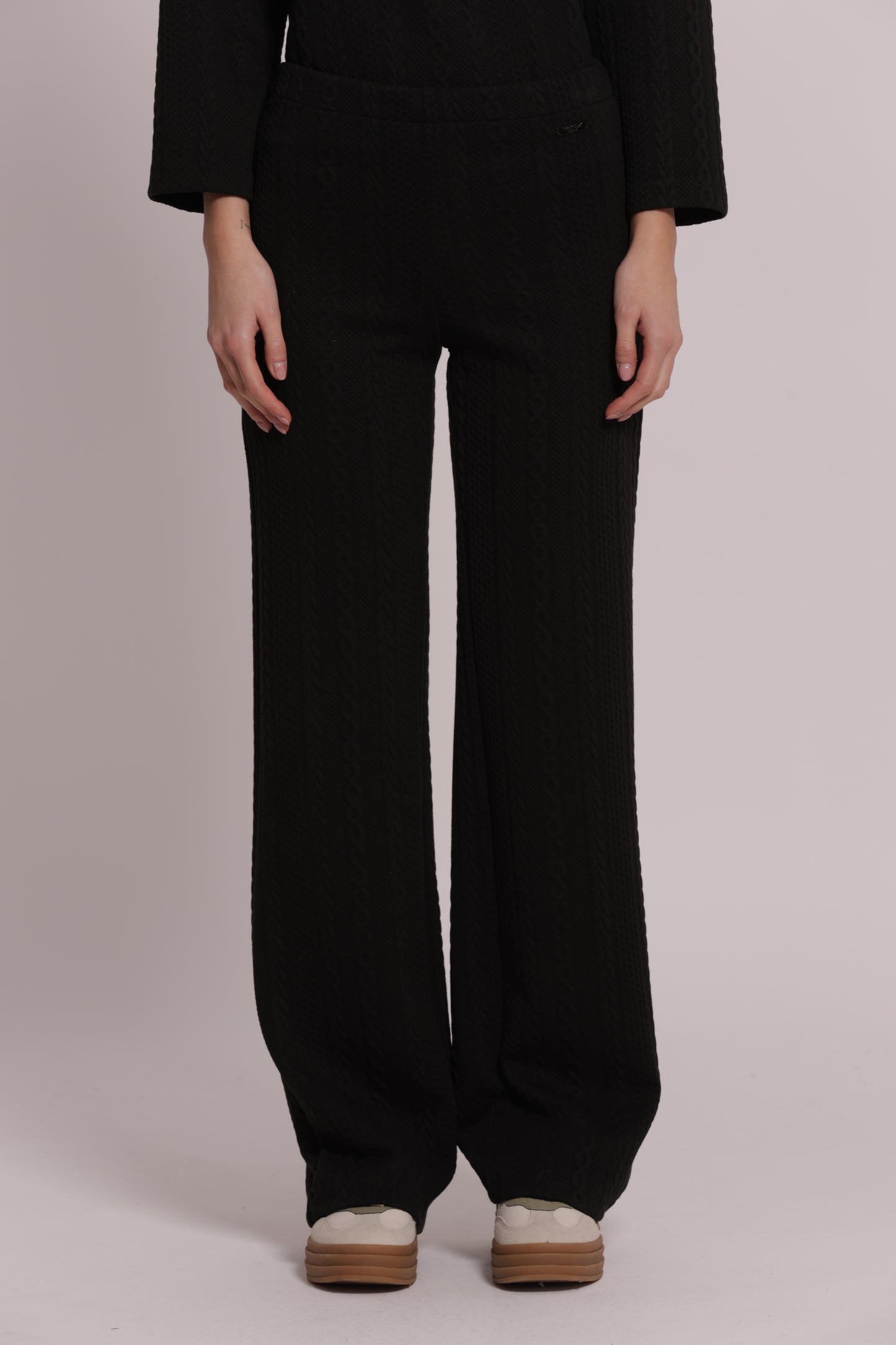 PANTALONE IN PUNTO MILANO CON TRECCIA