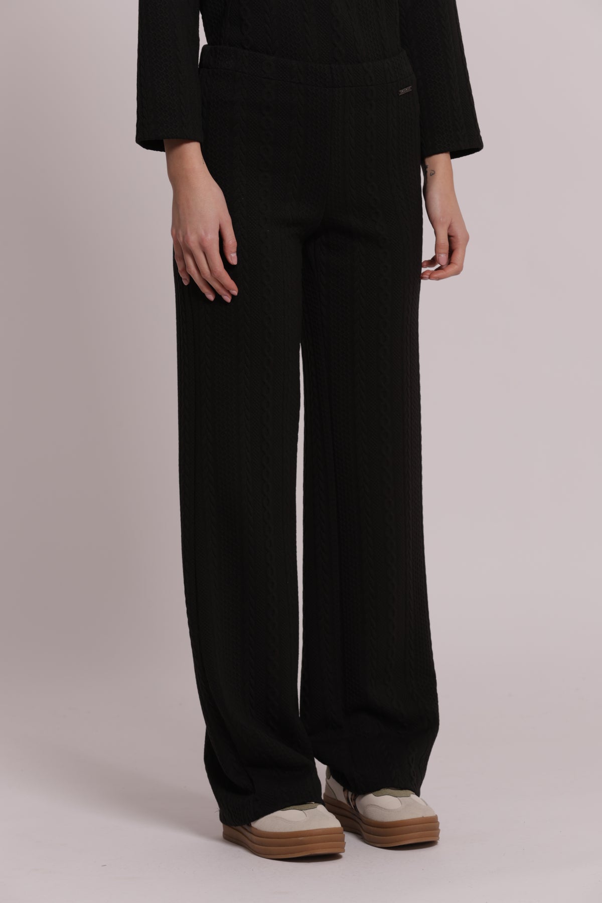 PANTALONE IN PUNTO MILANO CON TRECCIA