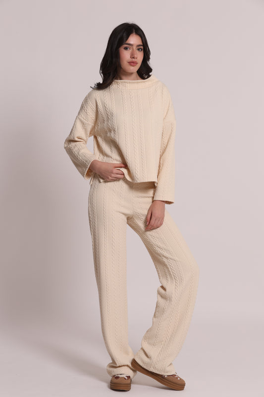 PANTALONE IN PUNTO MILANO CON TRECCIA