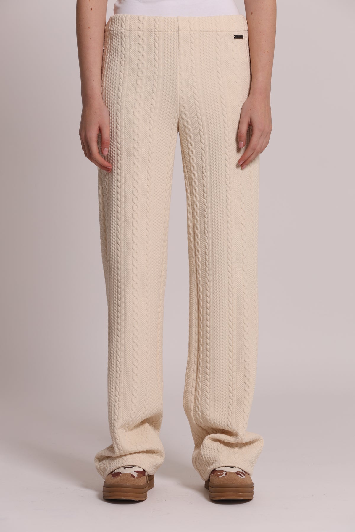 PANTALONE IN PUNTO MILANO CON TRECCIA