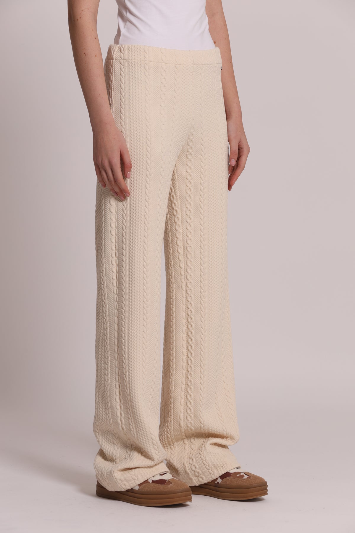 PANTALONE IN PUNTO MILANO CON TRECCIA