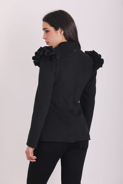 CAPPOTTO CORTO CON ROUCHES SU SPALLE