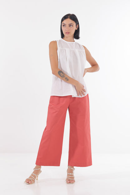 PANTALONE CROPPED CON ELASTICO AI LATI