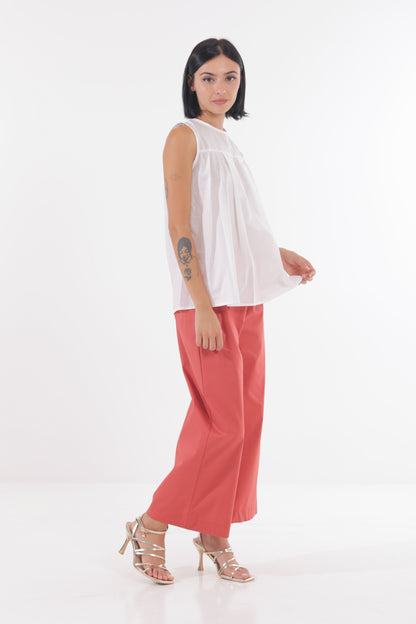 PANTALONE CROPPED CON ELASTICO AI LATI