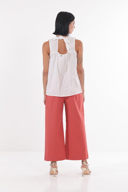 PANTALONE CROPPED CON ELASTICO AI LATI