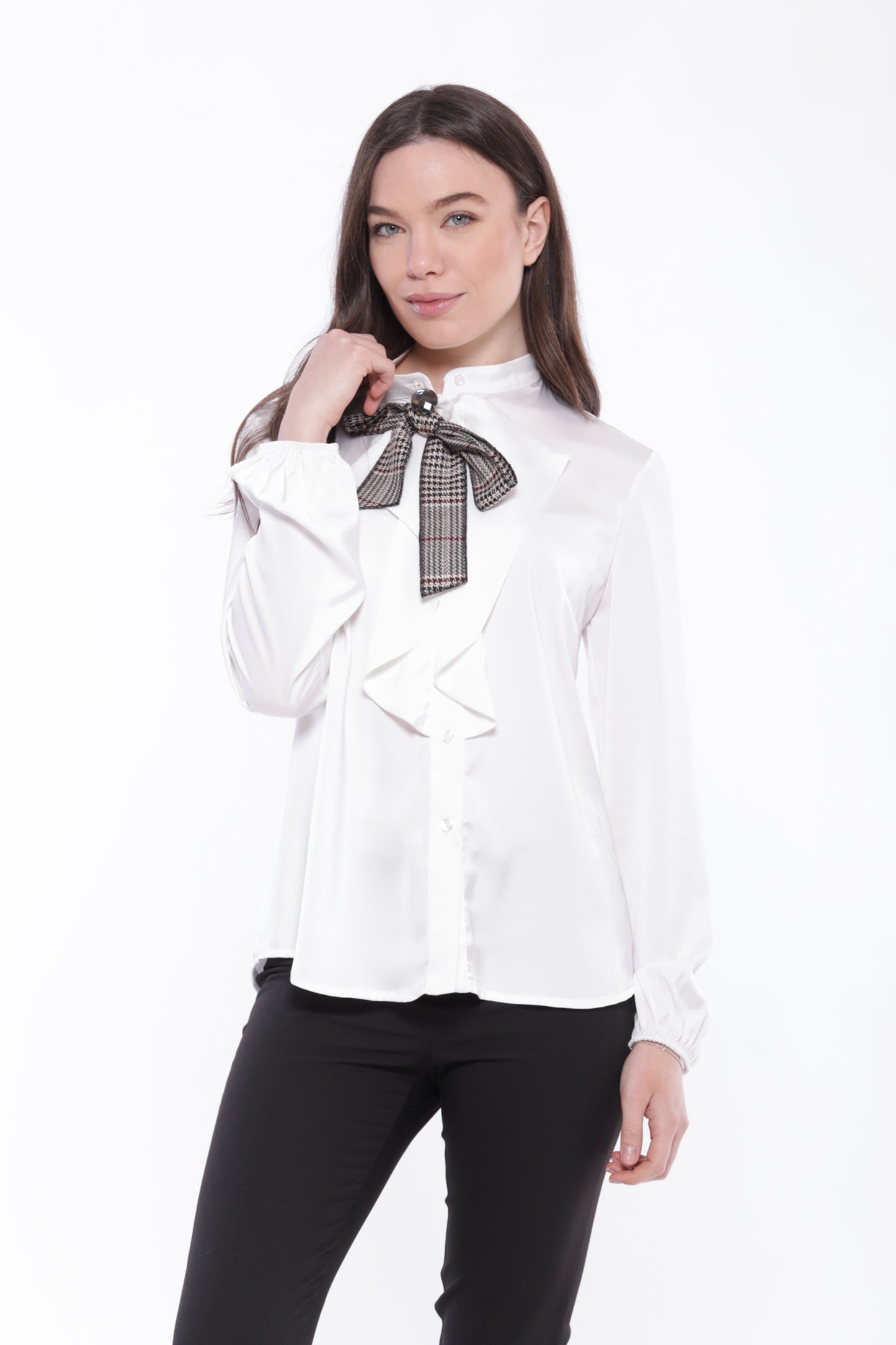 CAMICIA CON CHABOD E FIOCCO REMOVIBILE PRINCIPE DI GALLES