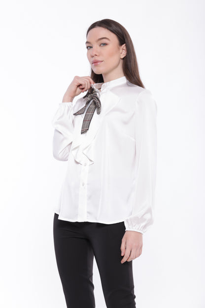 CAMICIA CON CHABOD E FIOCCO REMOVIBILE PRINCIPE DI GALLES