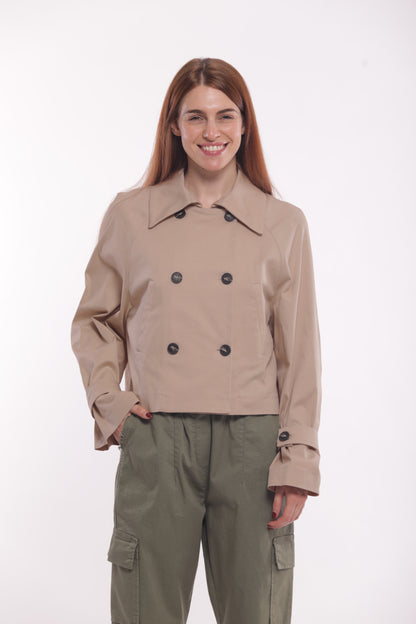 TRENCH CROPPED IN GABARDINA