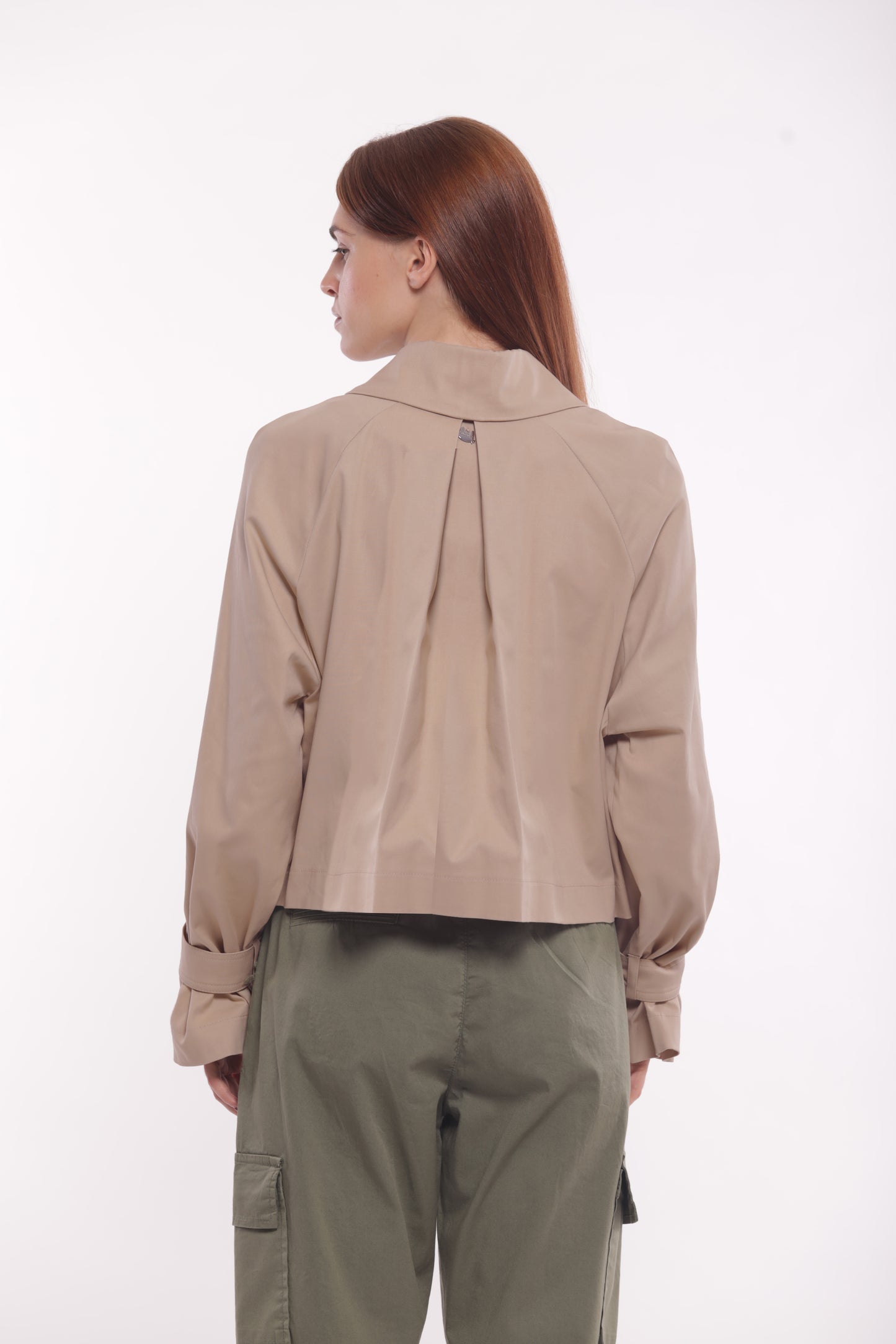 TRENCH CROPPED IN GABARDINA