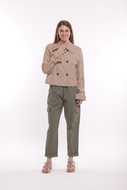 TRENCH CROPPED IN GABARDINA