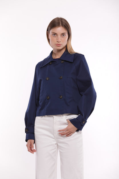 TRENCH CROPPED IN GABARDINA
