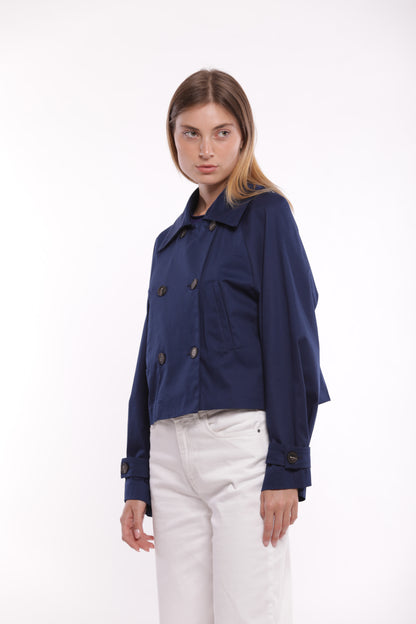 TRENCH CROPPED IN GABARDINA