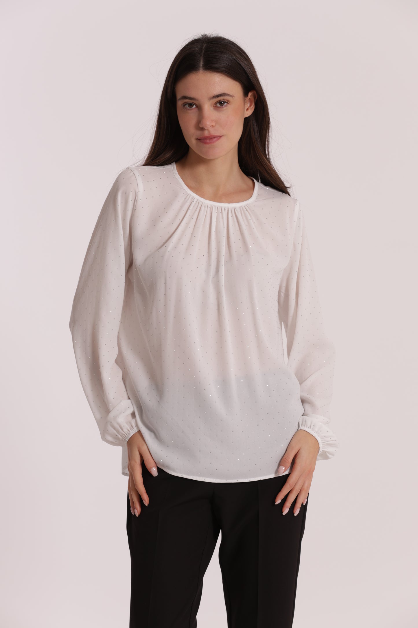 BLUSA IN GEORGETTE CON STRASS