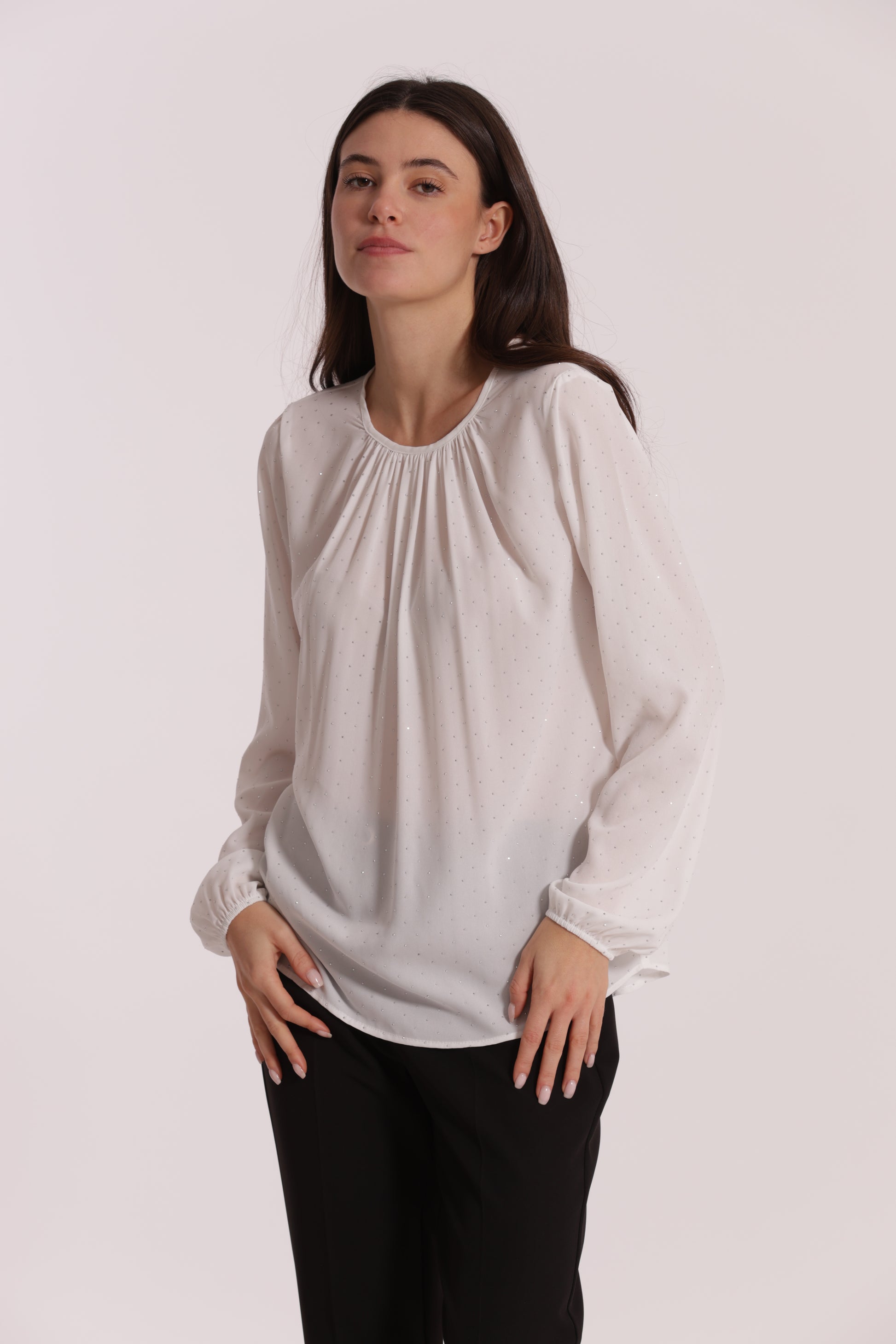 BLUSA IN GEORGETTE CON STRASS