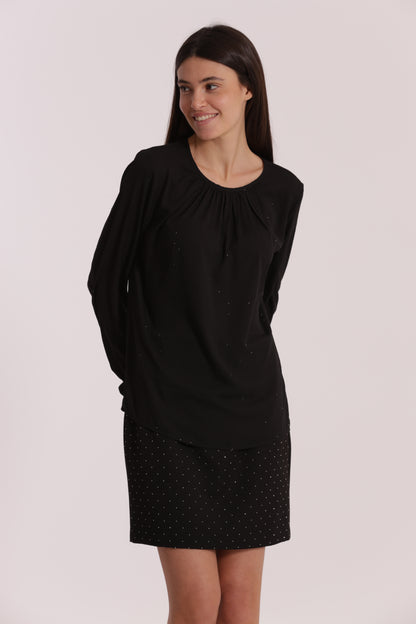 BLUSA IN GEORGETTE CON STRASS