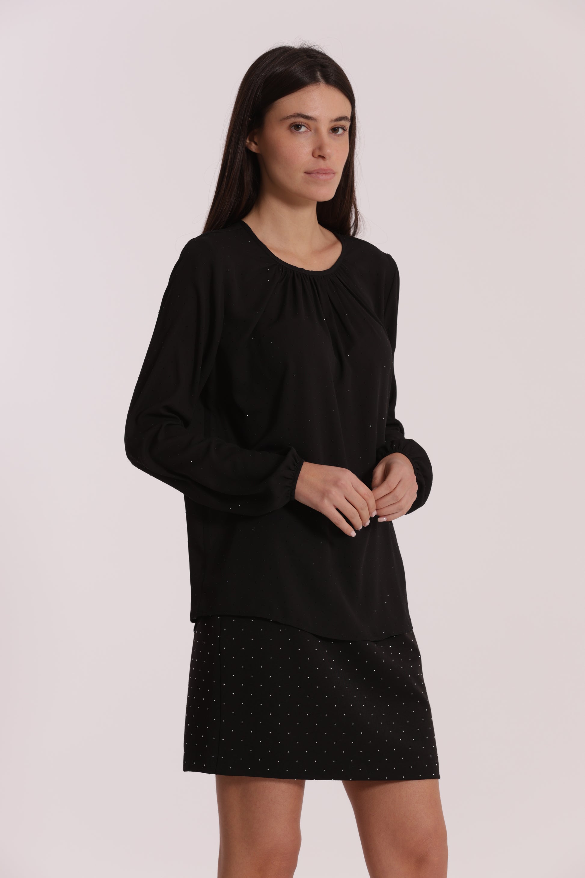 BLUSA IN GEORGETTE CON STRASS