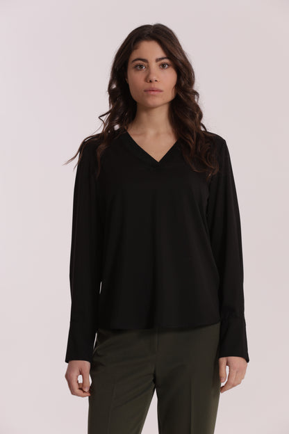 BLUSA SCOLLO A V CON DETTAGLIO LUREX