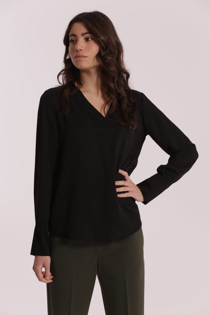 BLUSA SCOLLO A V CON DETTAGLIO LUREX