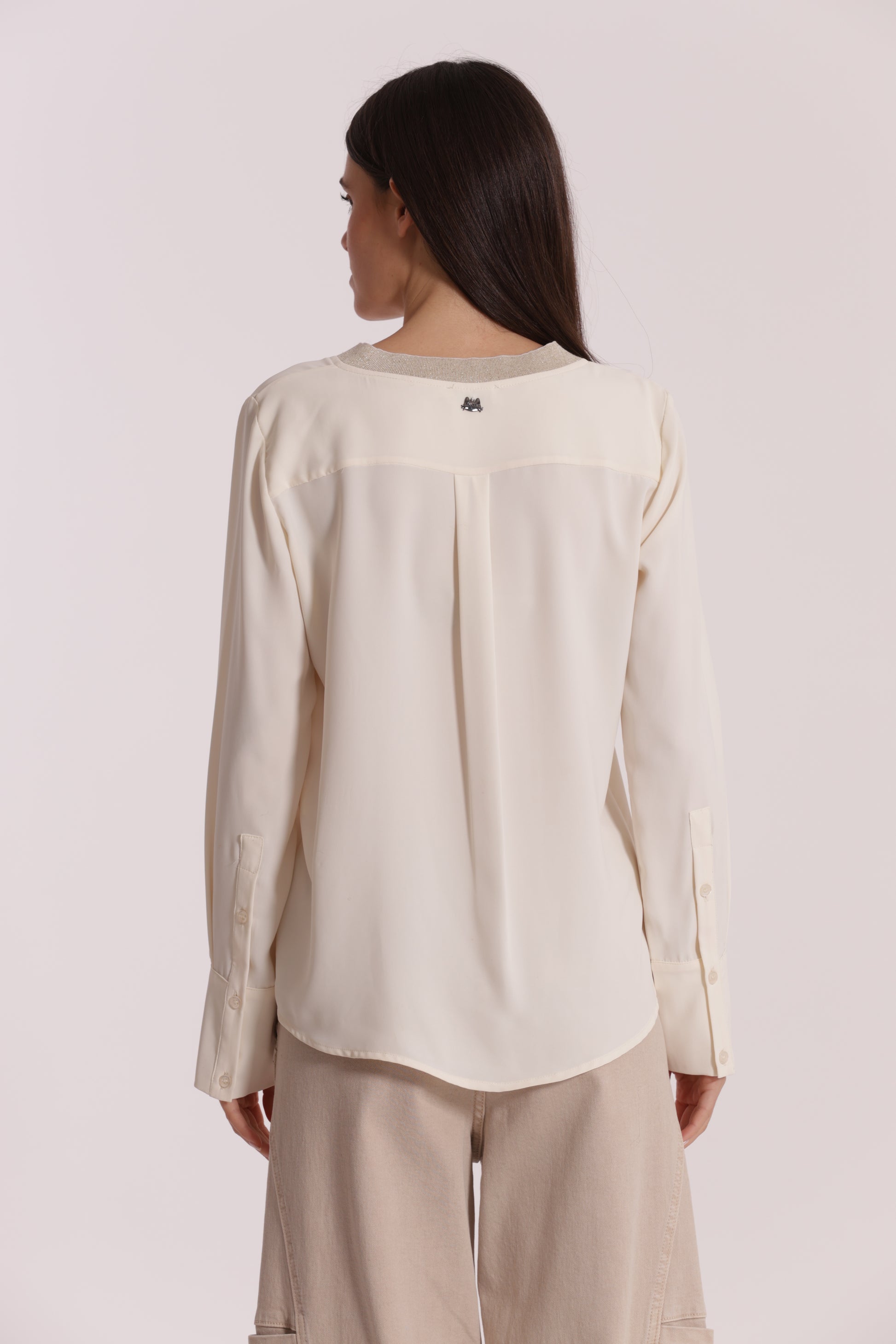 BLUSA SCOLLO A V CON DETTAGLIO LUREX