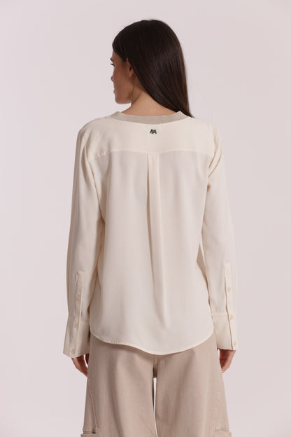 BLUSA SCOLLO A V CON DETTAGLIO LUREX