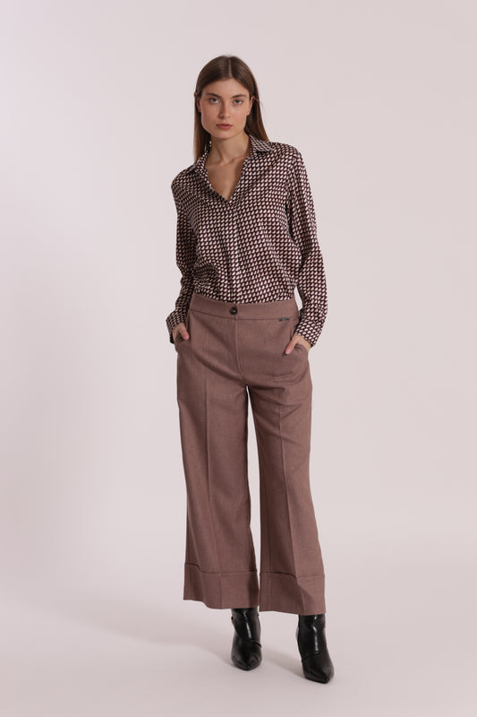 PANTALONE CROPPED IN TESSUTO FIAMMATO