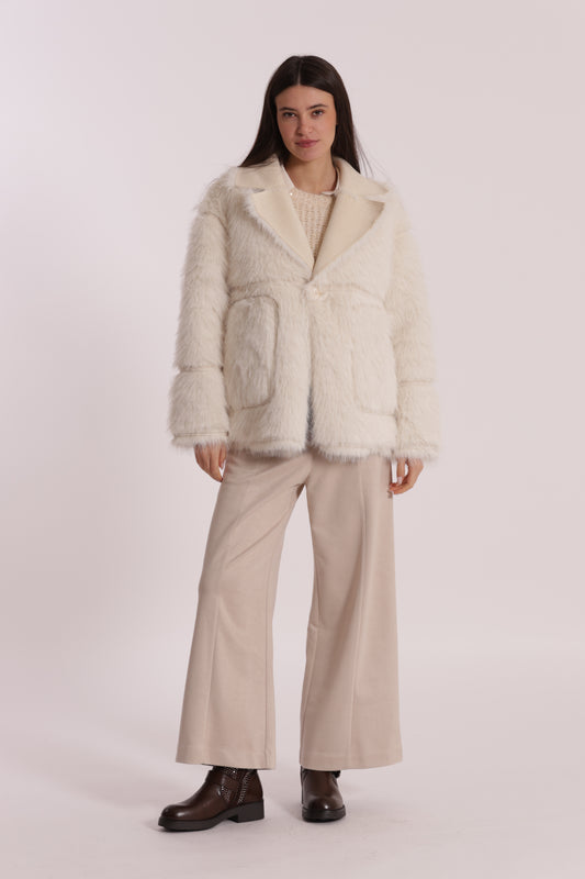 PANTALONE CROPPED EFFETTO CAMOSCIO