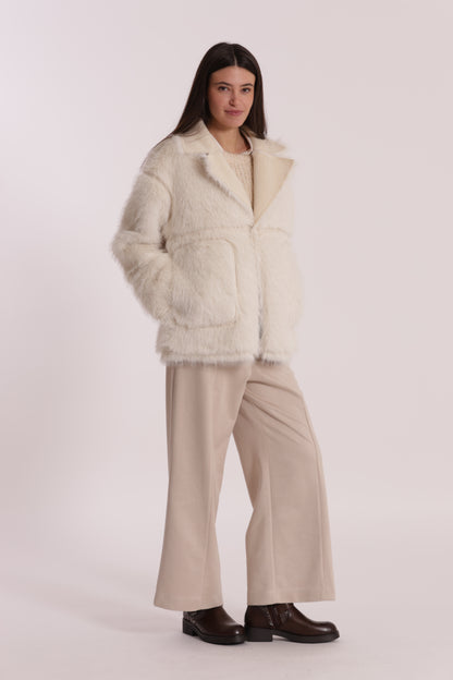PANTALONE CROPPED EFFETTO CAMOSCIO