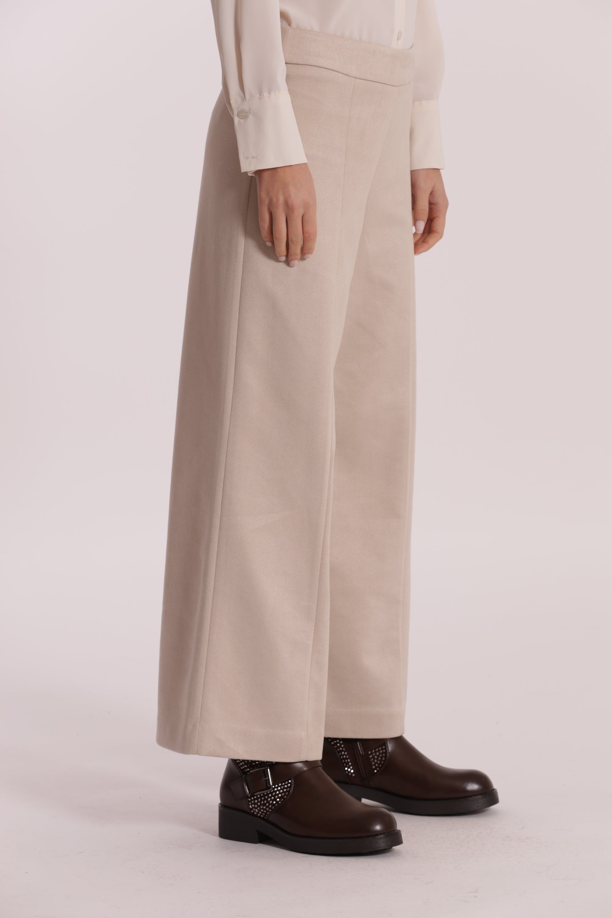 PANTALONE CROPPED EFFETTO CAMOSCIO