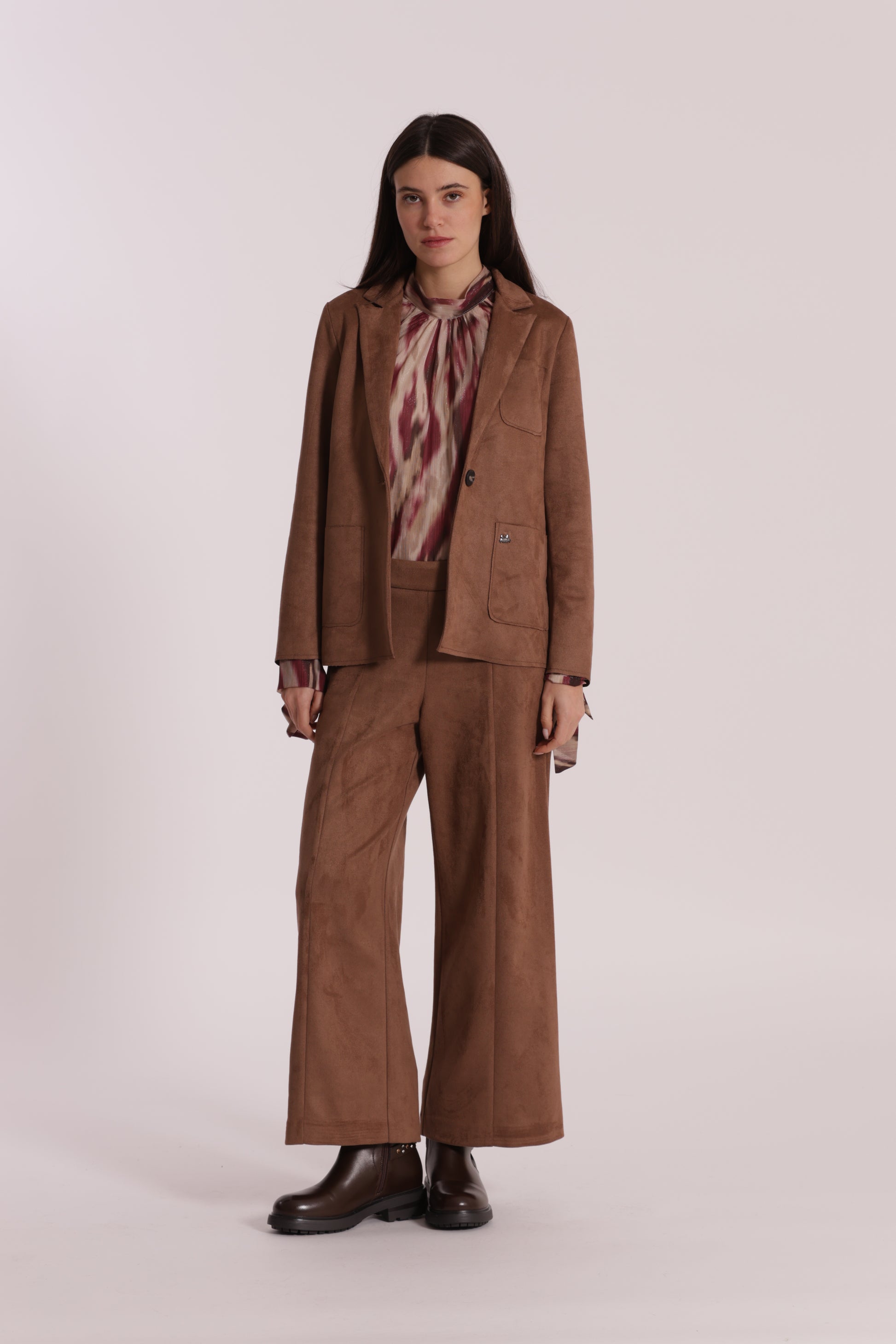PANTALONE CROPPED EFFETTO CAMOSCIO