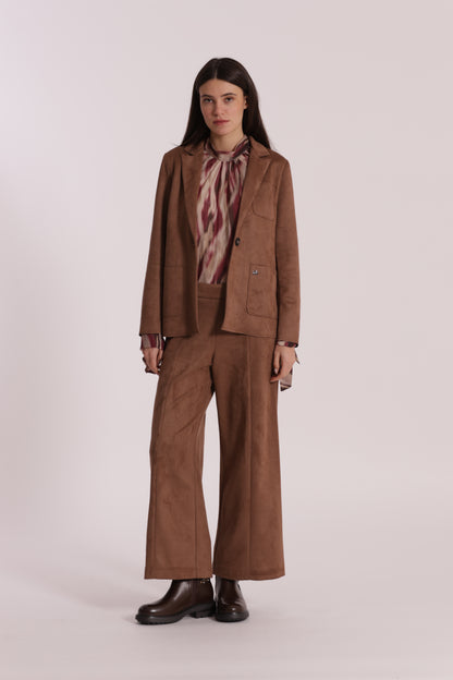 PANTALONE CROPPED EFFETTO CAMOSCIO