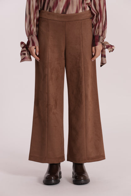 PANTALONE CROPPED EFFETTO CAMOSCIO