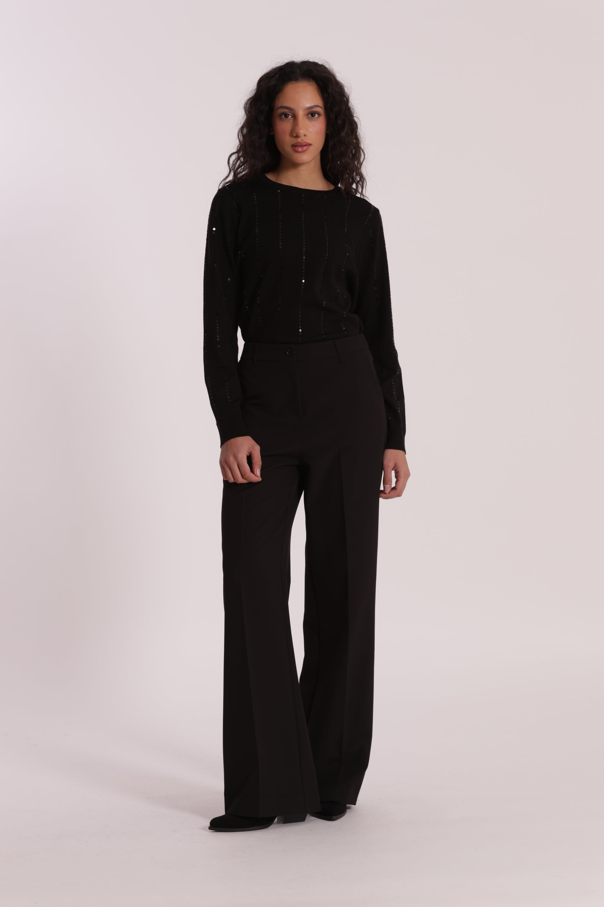 PANTALONE PALAZZO CON ELASTICO DIETRO IN TESSUTO TECNICO