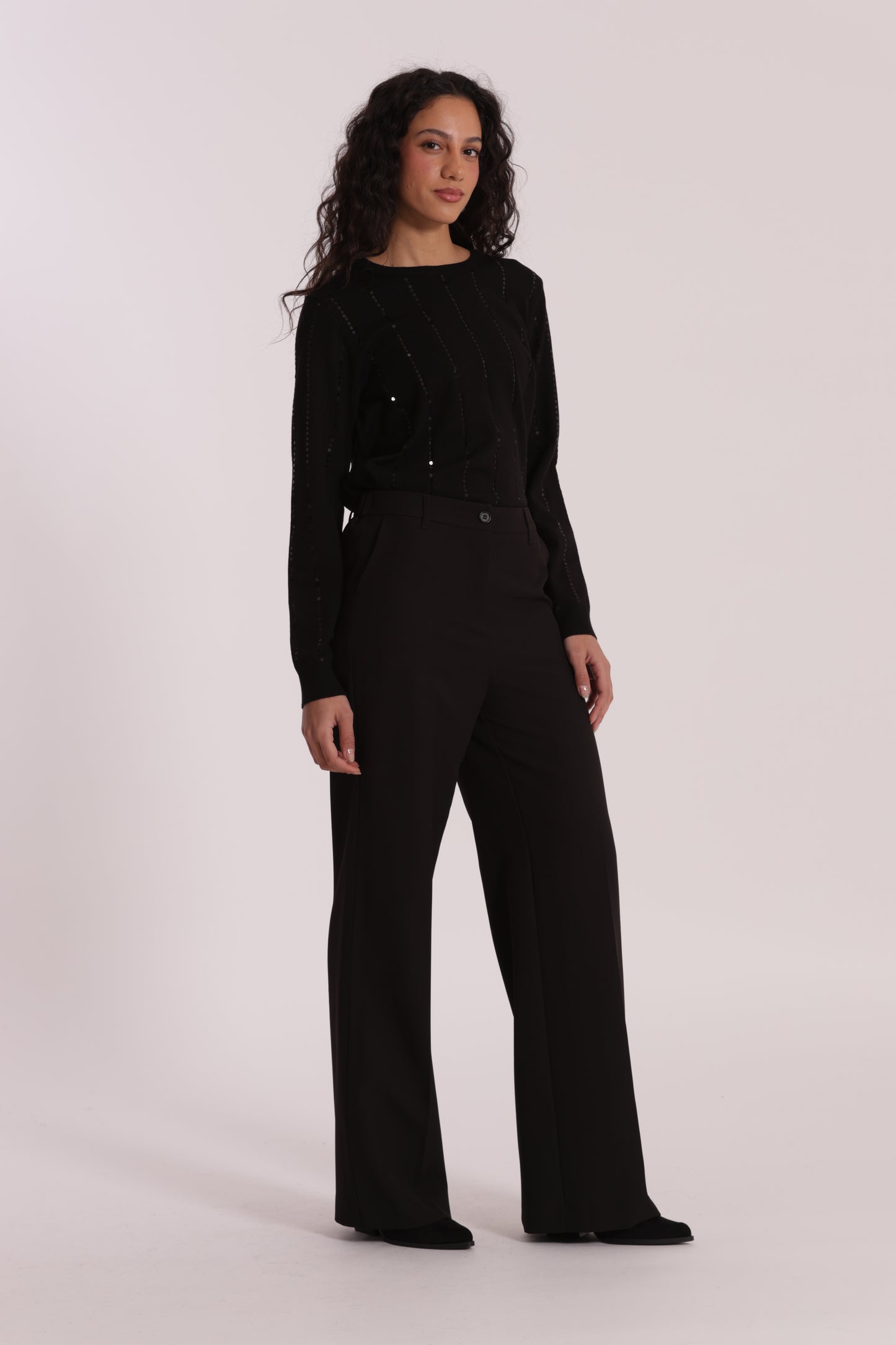 PANTALONE PALAZZO CON ELASTICO DIETRO IN TESSUTO TECNICO
