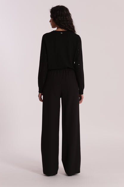 PANTALONE PALAZZO CON ELASTICO DIETRO IN TESSUTO TECNICO