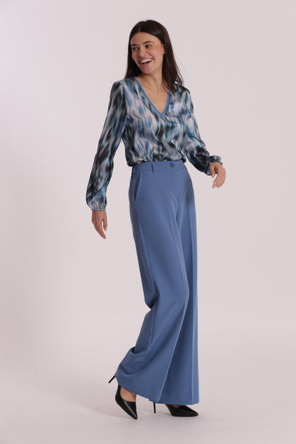PANTALONE PALAZZO CON ELASTICO DIETRO IN TESSUTO TECNICO