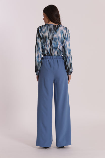 PANTALONE PALAZZO CON ELASTICO DIETRO IN TESSUTO TECNICO
